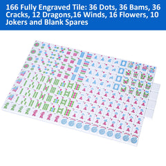 Jongyance engraved mahjong tiles show crisp patterns and numbers for quick recognition.