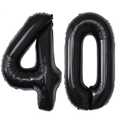 Jonhamwelbor black 40th number balloon foil, giant 42-inch decoration for birthdays.