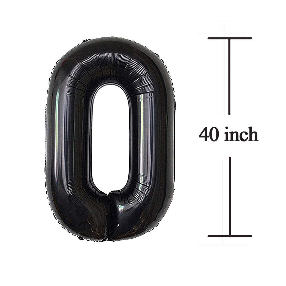 Jonhamwelbor black No0 number balloon - foil accent for milestones and photos.