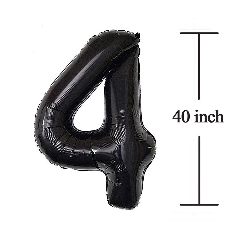 Jonhamwelbor black No4 number balloon - foil centerpiece for milestone celebrations.