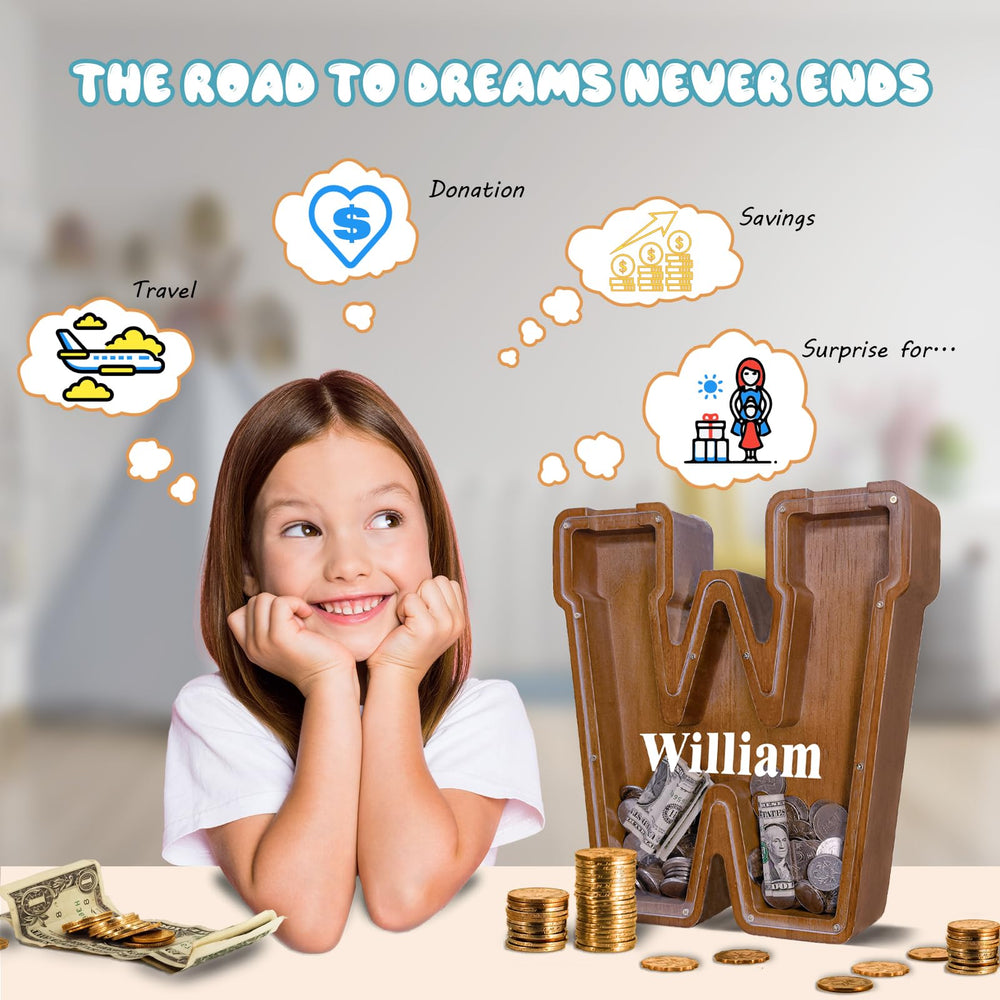 JOOMLAFLY acrylic panel reveals savings progress to kids and parents.
