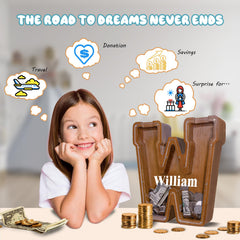 JOOMLAFLY acrylic panel reveals savings progress to kids and parents.