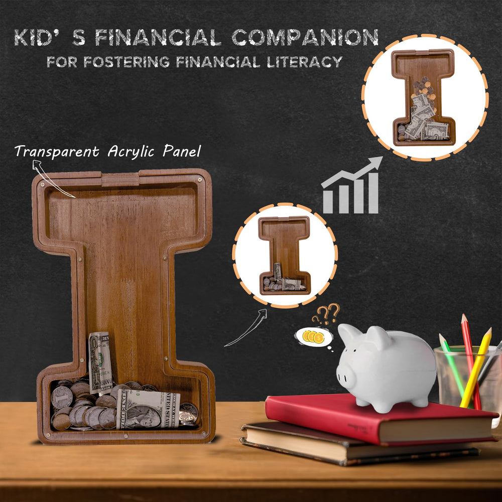 Transparent acrylic panel on JOOMLAFLY piggy bank to monitor savings progress.
