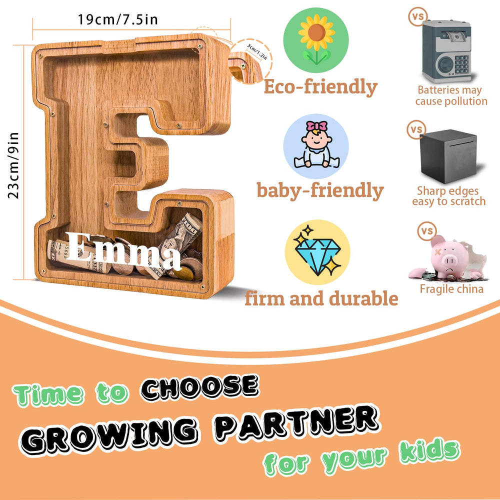Eco-friendly wood construction supports durable JOOMLAFLY piggy bank.