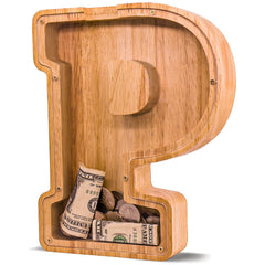 JOOMLAFLY wooden-initial-piggy-bank is a sturdy savings companion for kids.