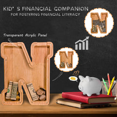 JOOMLAFLY piggy bank with translucent acrylic panel enables easy savings tracking