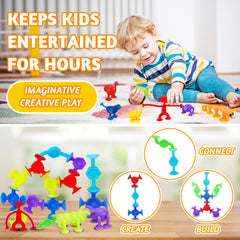 Joosharkidz multi-surface toys stick to windows and walls during play.
