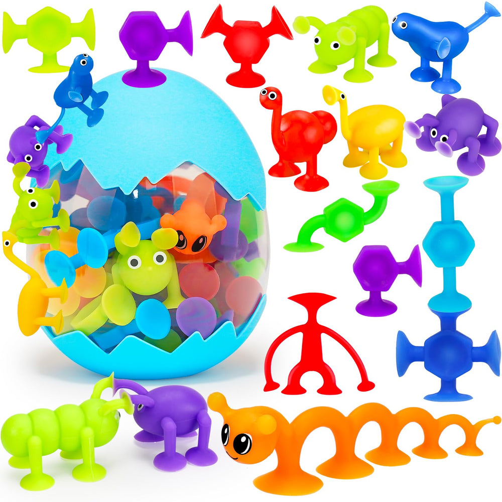 Joosharkidz suction cup bath toys set sticks to tub for imaginative water play.