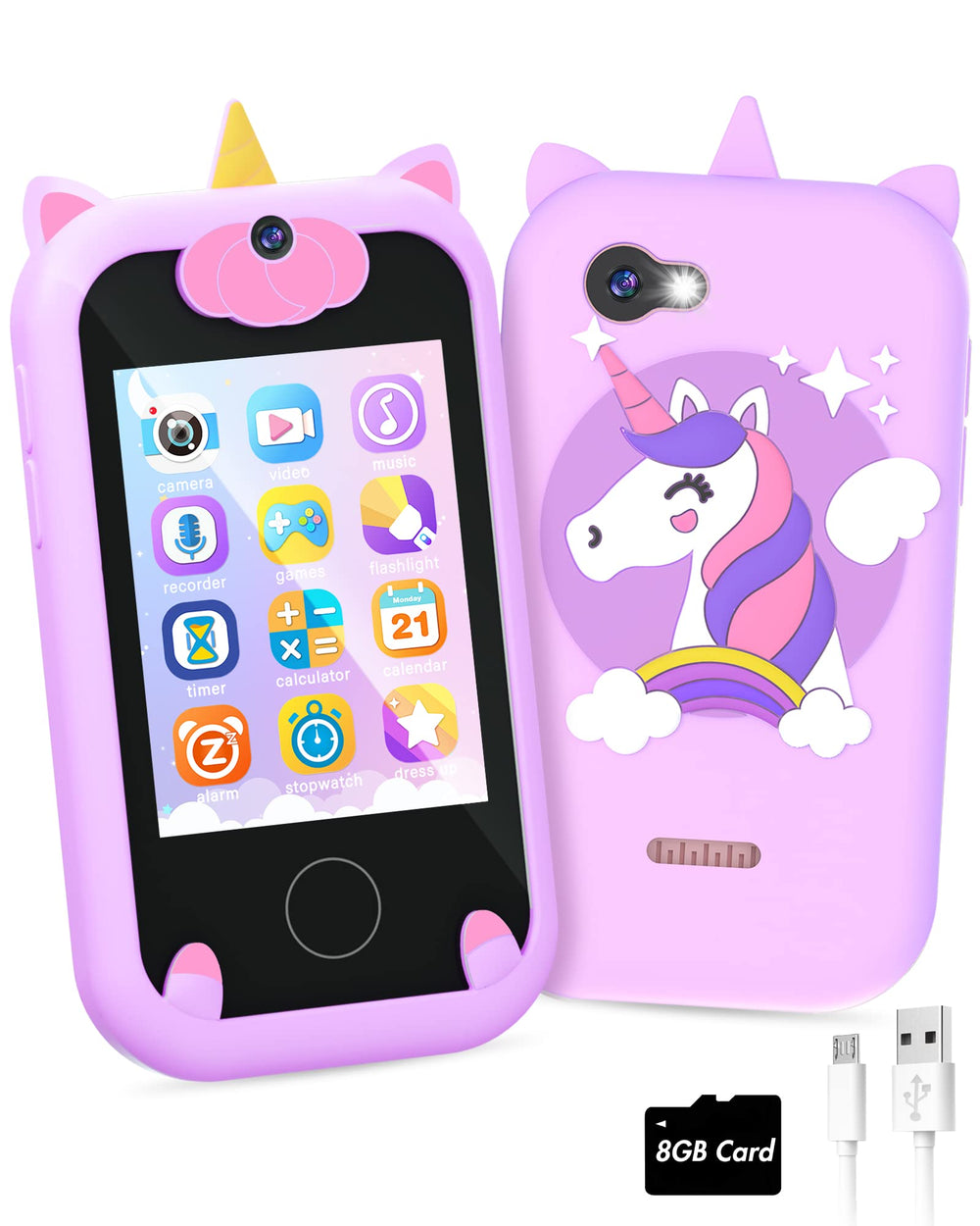 Joozfee kids' purple front view smartphone, ideal for learning and play.