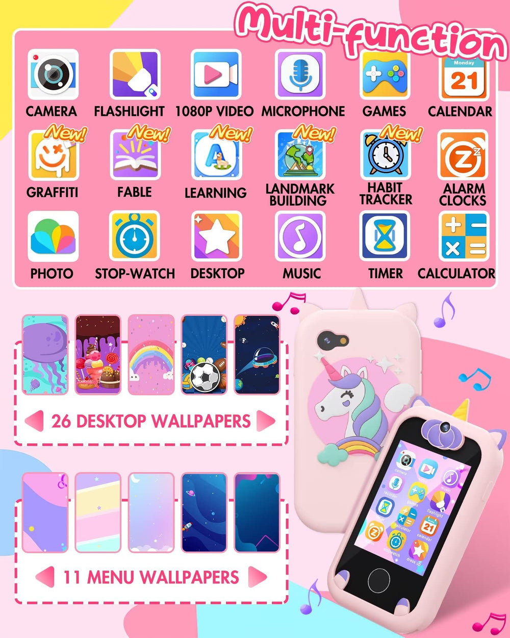 Joozfee unicorn-side view showing durable, kid-friendly design