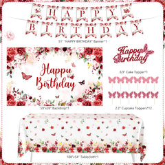 JOPHMO burgundy birthday banner adds festive signage for guests.
