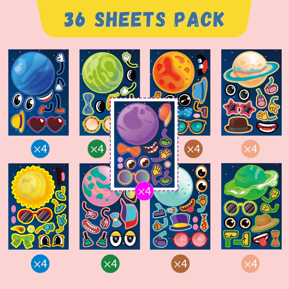 Jovial and Joyful waterproof space stickers for durable decorations on bottles and crafts.