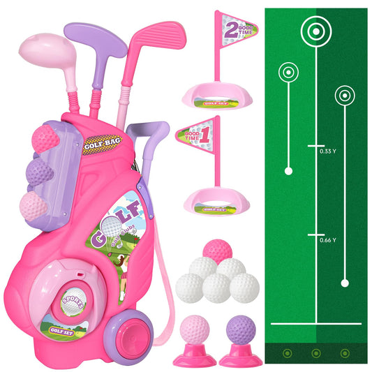 Jovizo Toddler Golf Set cart with retractable handle for easy pulling.