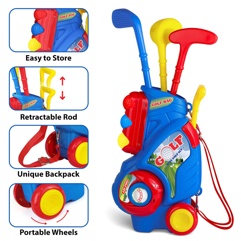 Jovizo three-club set with wood, iron, and putter for kids.