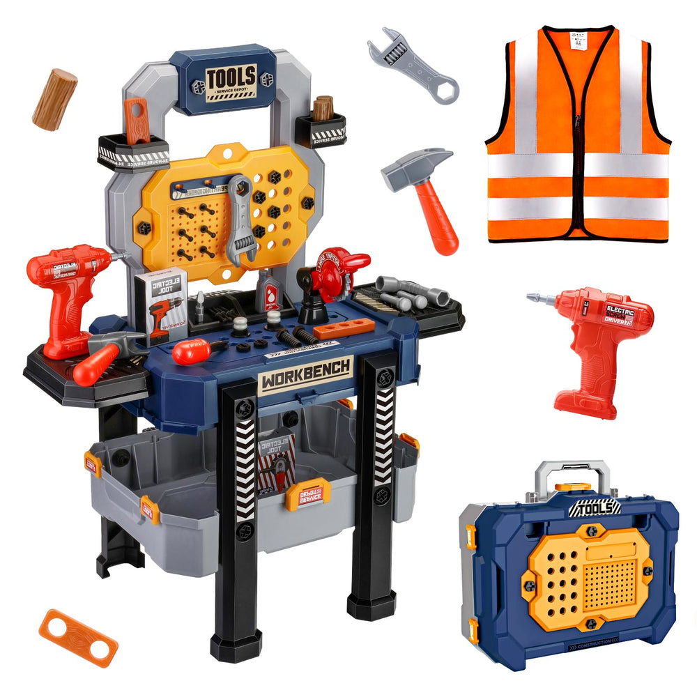 Jovow Kids Tool Bench with Tools, safe pretend-play station for early fine motor skills.