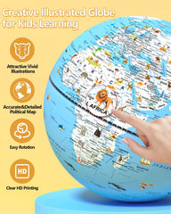 JOWHOL animal illustrations globe featuring vibrant wildlife for memory aid.