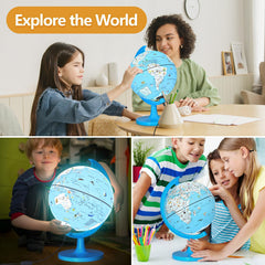 JOWHOL LED night light globe glows softly for bedtime calm.