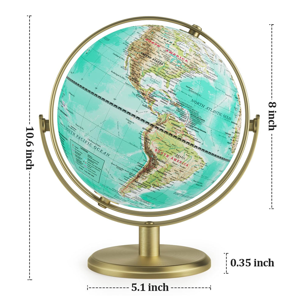 JOWHOL world globe with gold stand, elegant desk centerpiece.