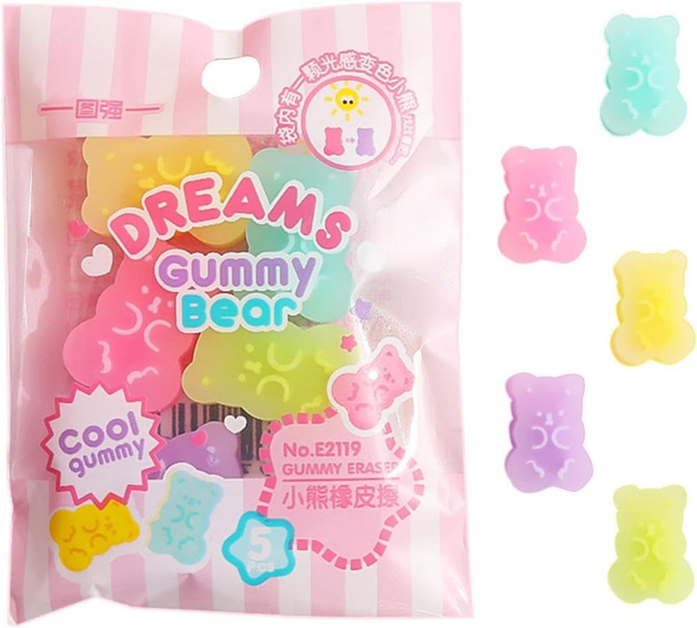Jowxsx gummy bear erasers set for playful desks.
