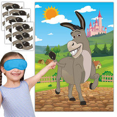 Joy Bang pin the tail on the donkey poster for lively party play.