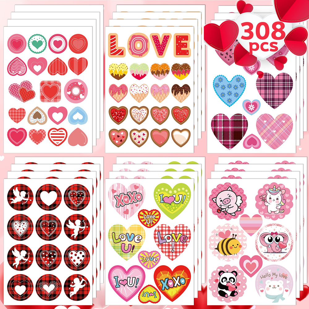 Joy Bang Valentines stickers sheet with 24 sheets and six styles for gifting and crafts