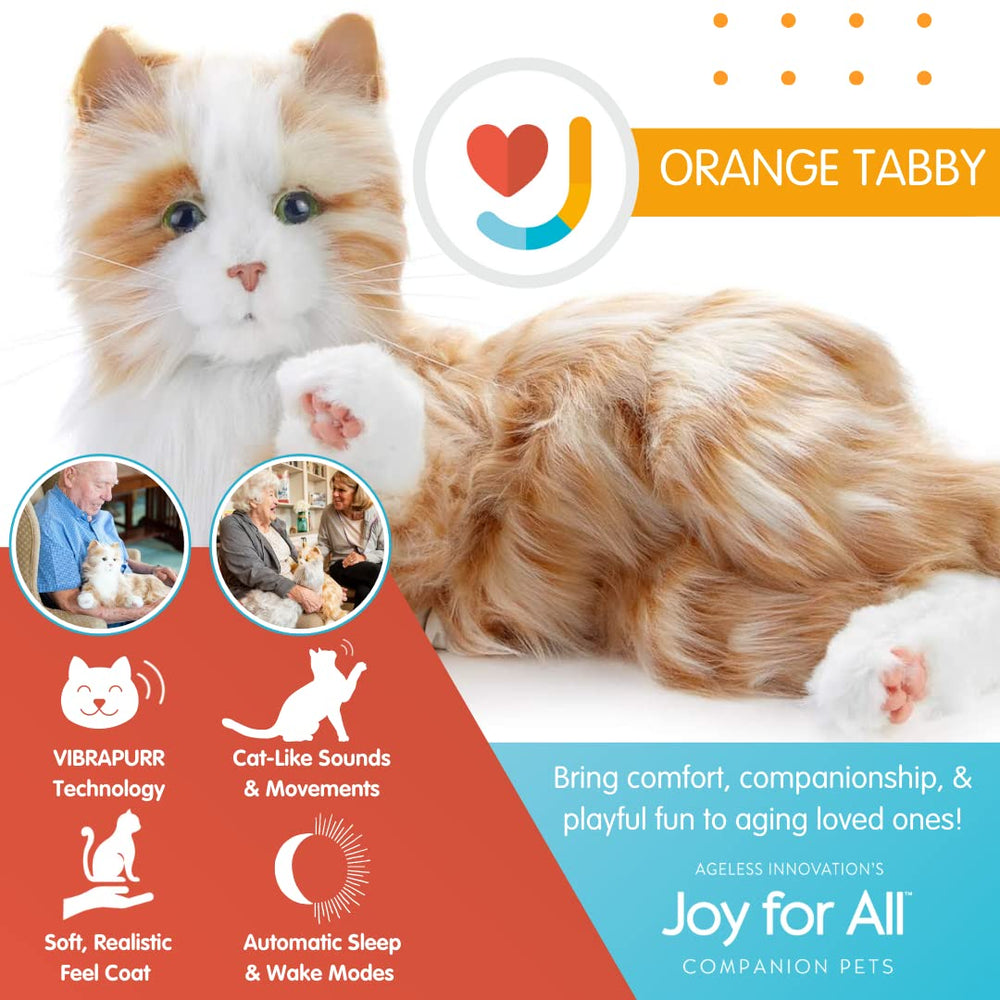 JOY FOR ALL Companion Cat two-way interaction image highlights caregiver–senior engagement opportunities.