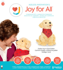 Joy For All Golden Pup BarkBack voice activation stimulates responsive interaction.