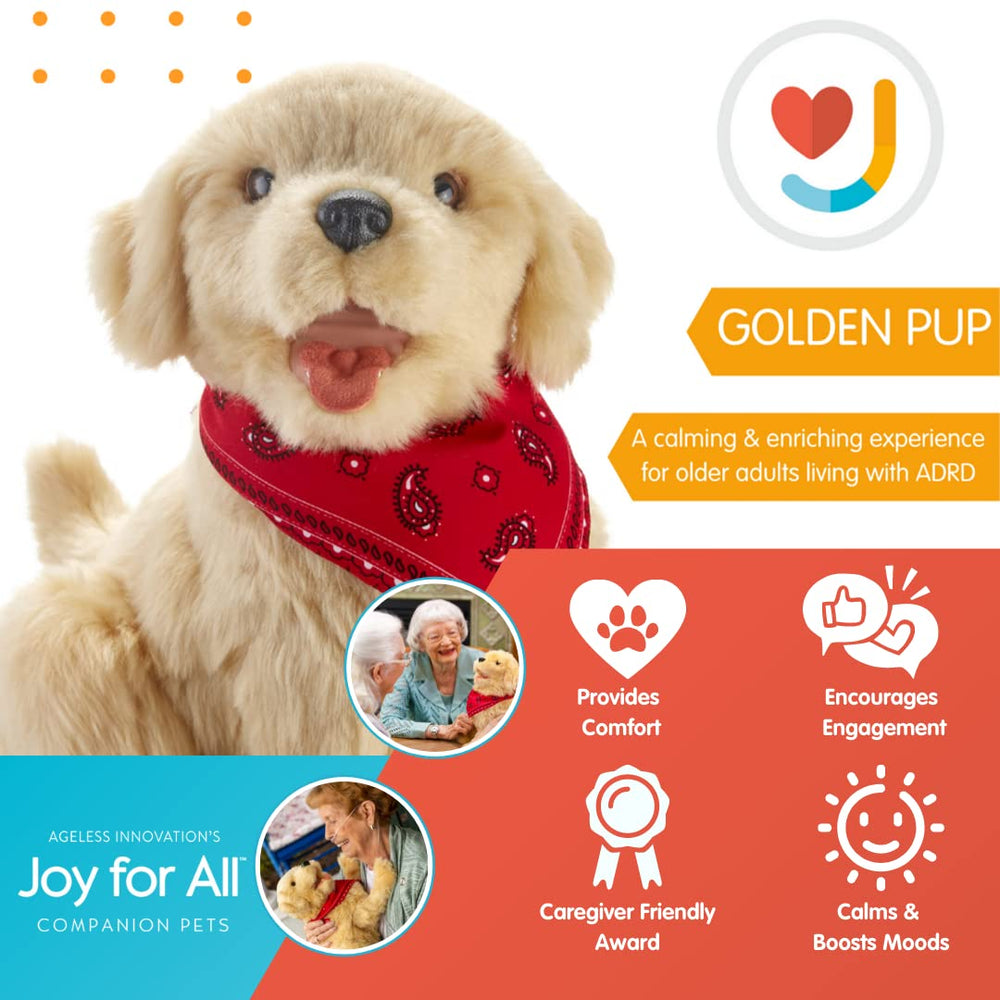 Joy For All Golden Pup sensors detect movement for realistic, responsive play.