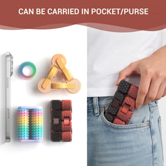 JOYBLI 4pc fidget set pocket-friendly-pack fits bags for on-the-go relief.