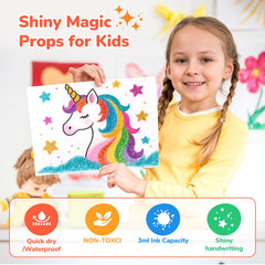 JoyCat glitter marker on fabric yields precise lines and solid fills