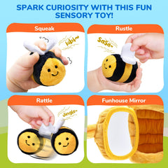 JoyCat Bee Squeaker gentle squeak invites cause and effect learning.