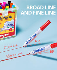 JoyCat conical-tip markers provide broad and fine lines for kids' art.