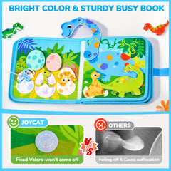 JoyCat Dinosaur Busy Book compact travel size for on-the-go play.