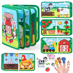 JoyCat Farm Busy Book cover shows 15 farm activities for toddler learning