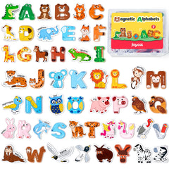 JoyCat fridge magnets set with animals and uppercase letters for learning