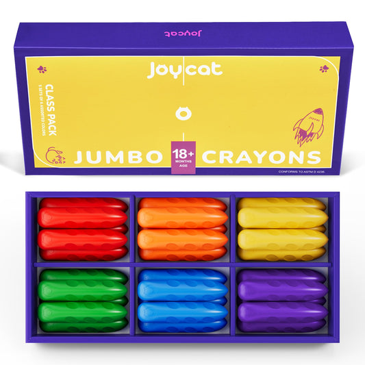 JoyCat Jumbo Crayons with easy-grip design for toddlers' small hands.
