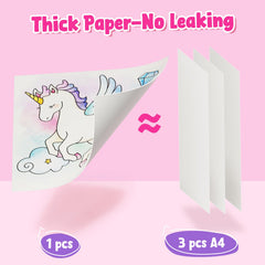JoyCat kid-sized coloring book—compact dimensions make art on the go easy.