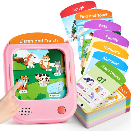 JoyCat learning tablet front view with kid-friendly design for screen-free learning.