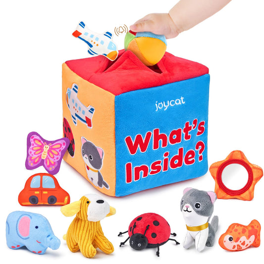 JoyCat Mystery Soft Box contents invite tactile exploration for infants.