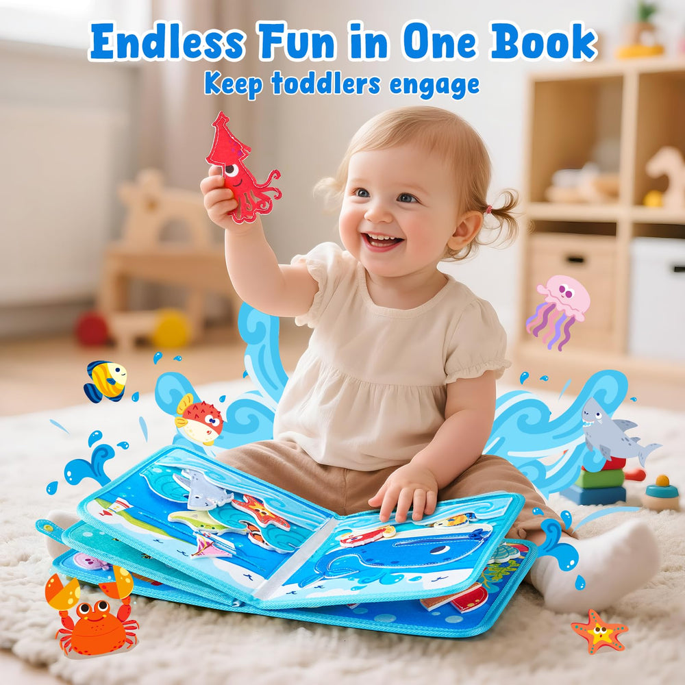 JoyCat Ocean Busy Book hide-and-seek page encourages problem solving during play
