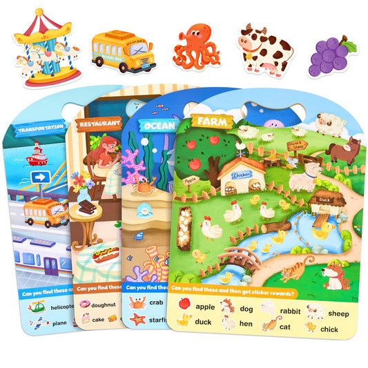 JoyCat reusable sticker book set cover for travel-friendly learning