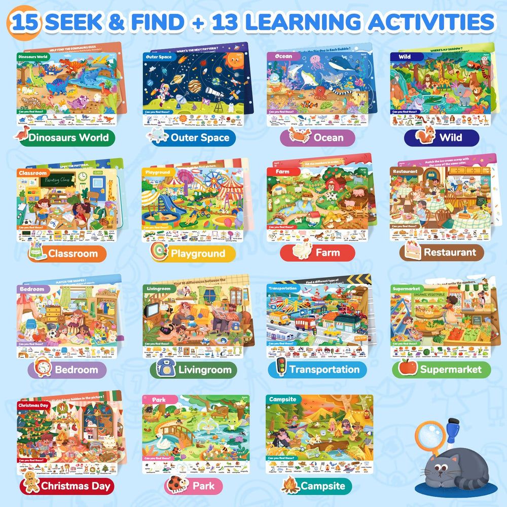 JoyCat Seek & Find Game Book, Wild Animals: enhances observation through fun activities
