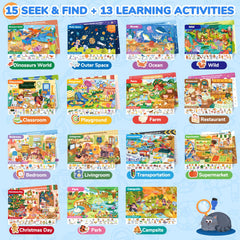 JoyCat Seek & Find Game Book, Wild Animals: enhances observation through fun activities