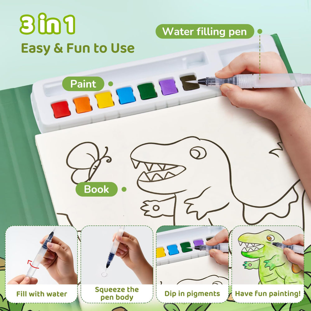 JoyCat watercolor book 3-in-1 design combines paint, brush, and pages