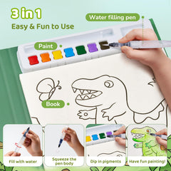 JoyCat watercolor book 3-in-1 design combines paint, brush, and pages