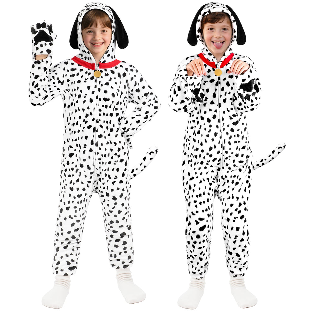 Joycover Halloween Dalmatian costume kids hooded onesie for cozy play and pretend.