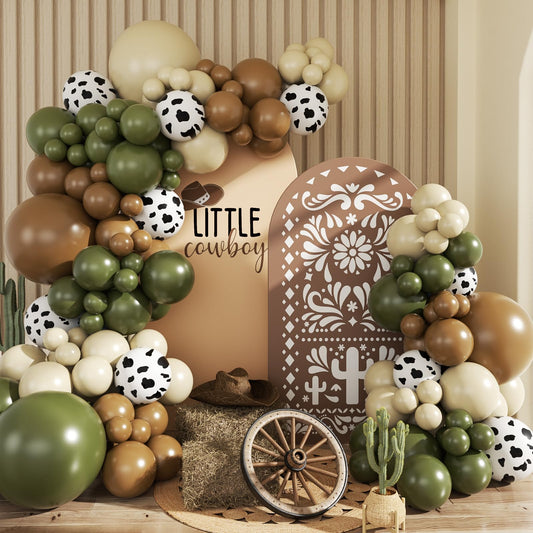 JOYFLOAT Cowboy green cow balloon arch kit for a striking western centerpiece