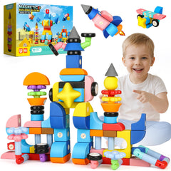 Joyfresh foam magnetic blocks for toddlers stacked to boost fine motor skills.