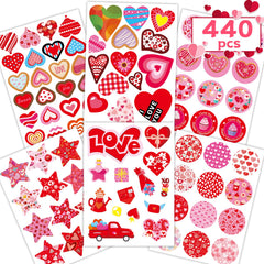 Joyful Start Valentines stickers 440PCS for gift wrapping and DIY crafts
