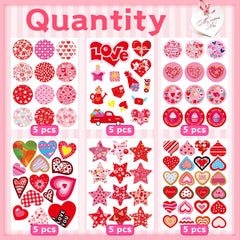 Joyful Start valentines stickers on envelopes, cards, and gifts